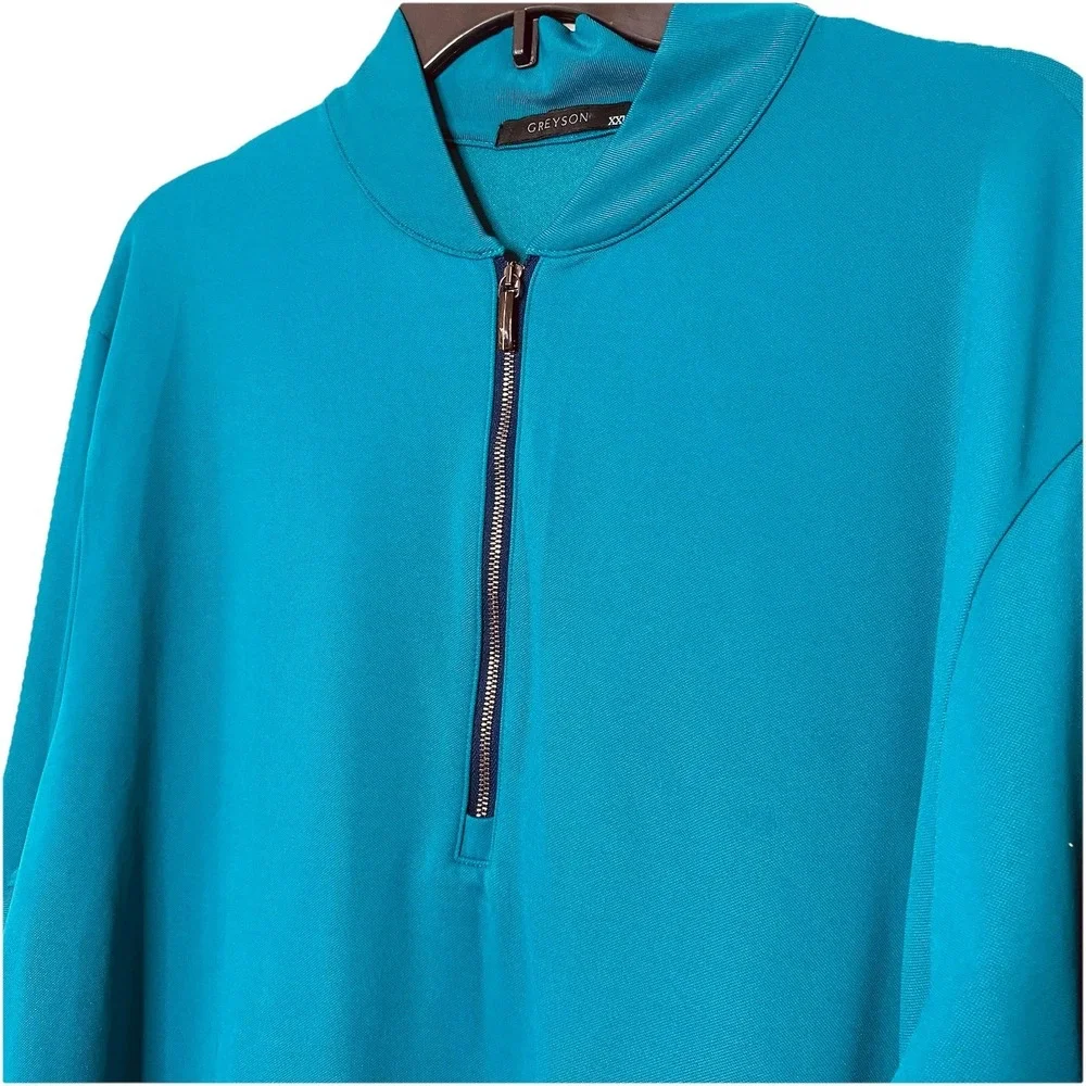 Greyson Siasconset 1/4 Zip‎ Pullover Shirt Golf Performance Fiddle Teal Blue XXL